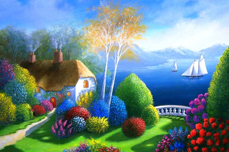 Cottage by the Lake — Blue, Serene, Afternoon