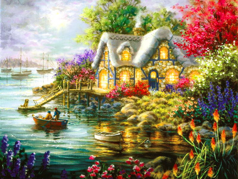 Cottage by the Lake — Green, Serene