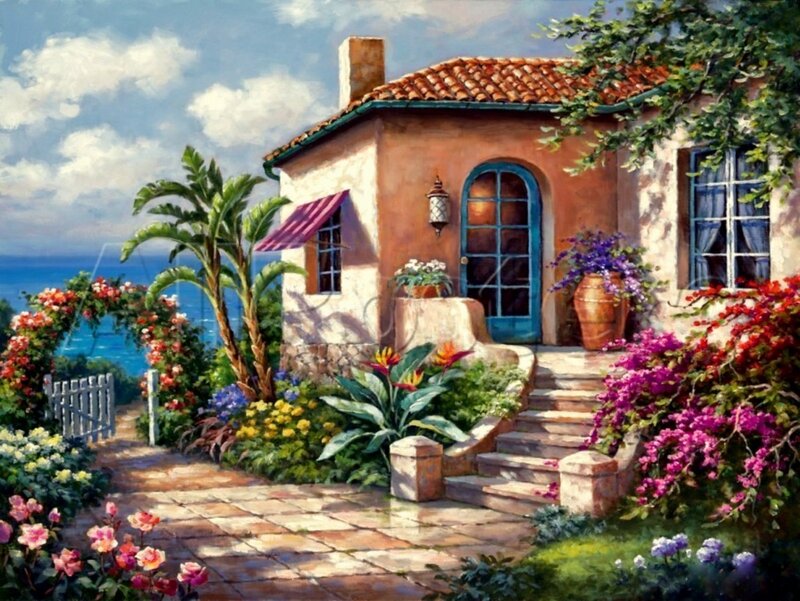 Cottage by the Sea — Blue, Serene