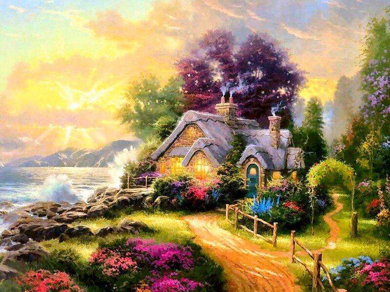 Cottage by the Sea — Yellow, Serene