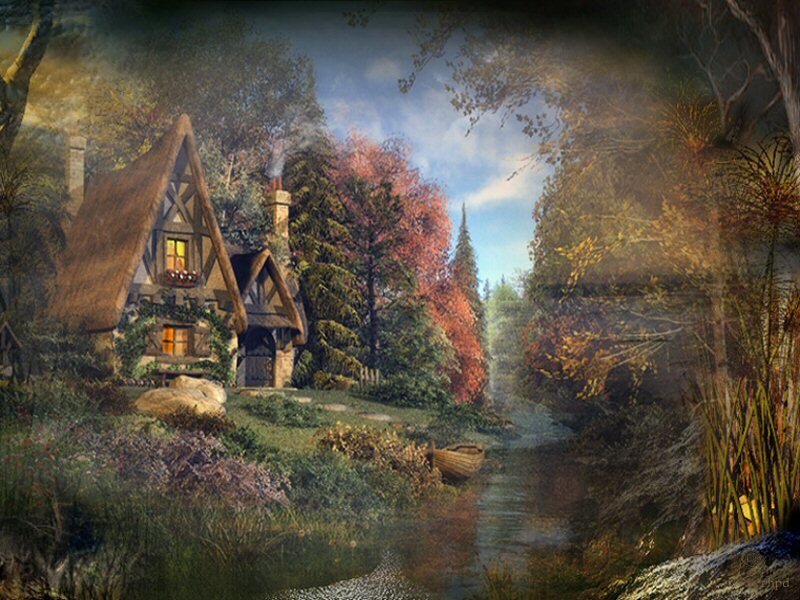 Cottage by the stream