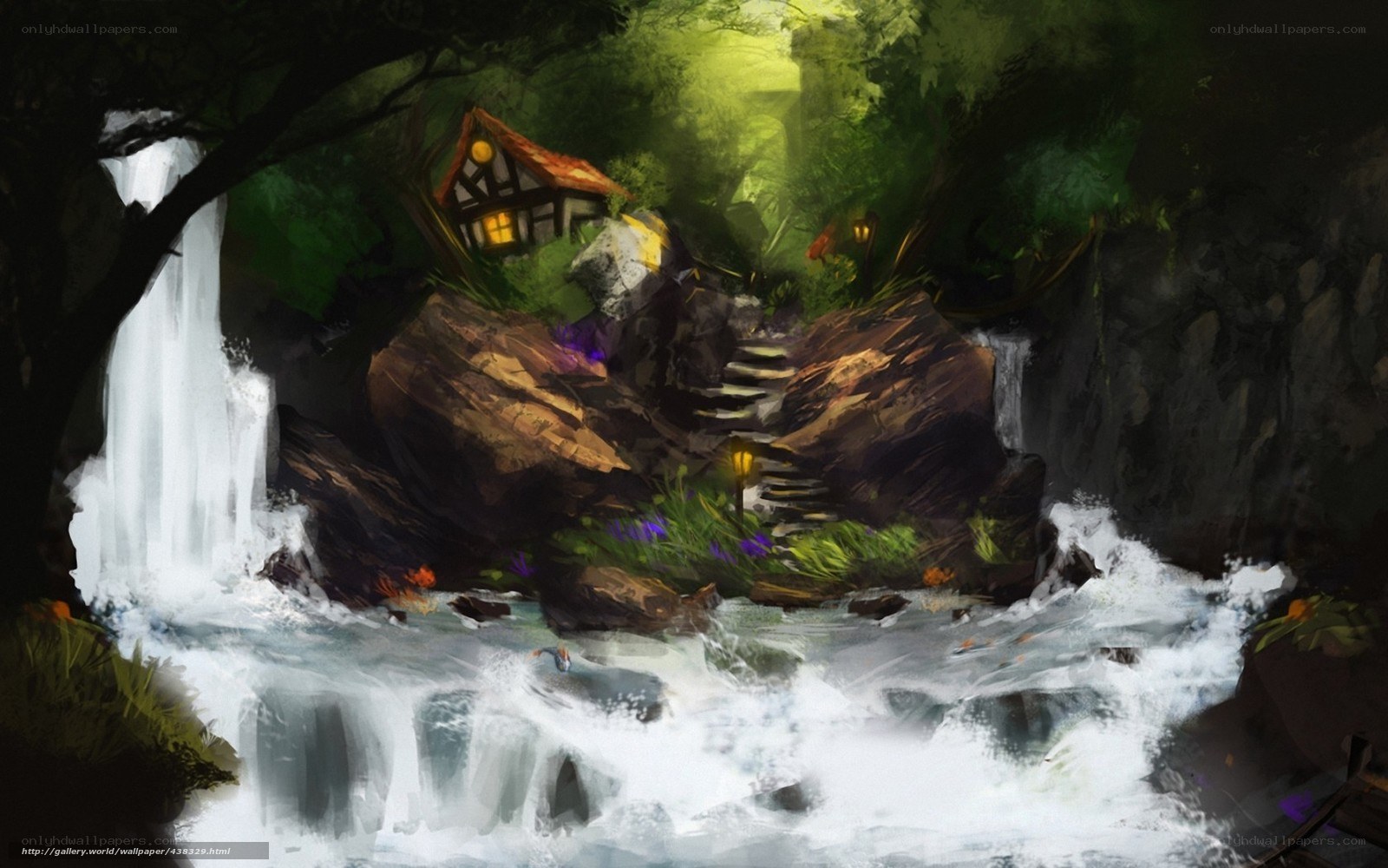 Cottage by the waterfall