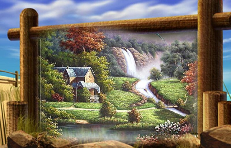 Cottage by Waterfall — Green