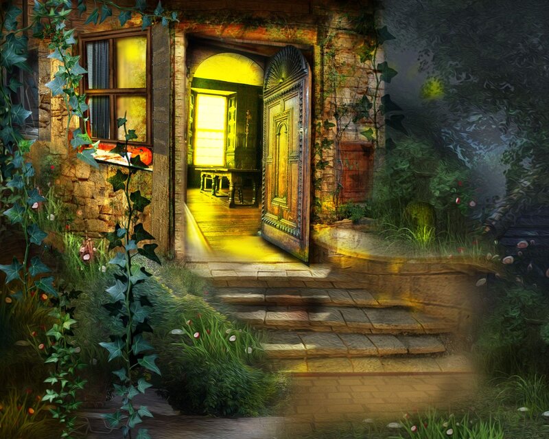 Cottage Entrance at Night