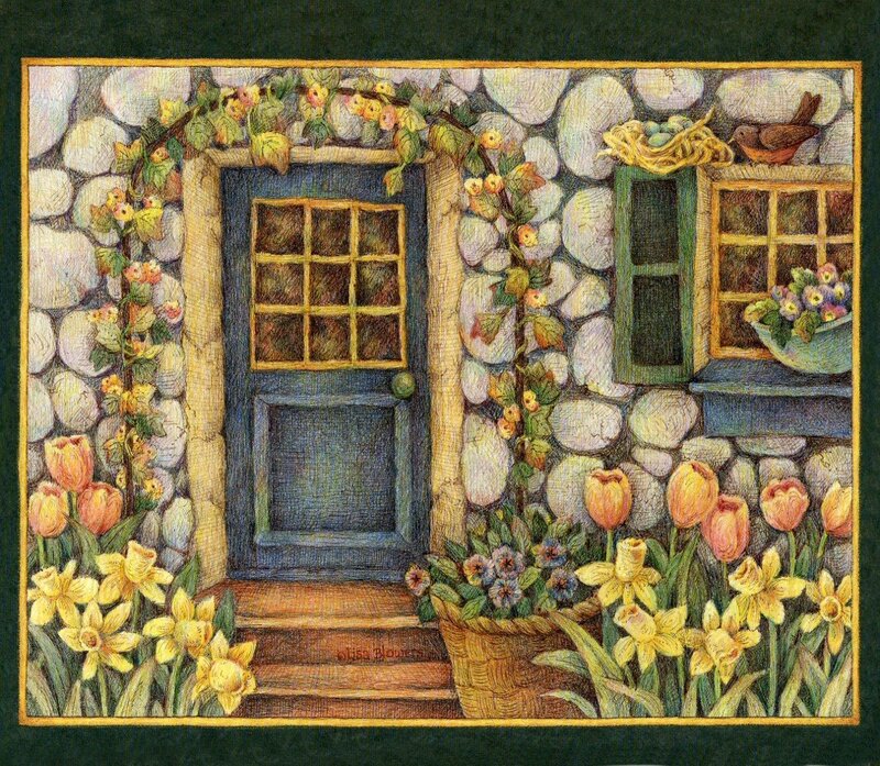 Cottage Entrance with Flowers