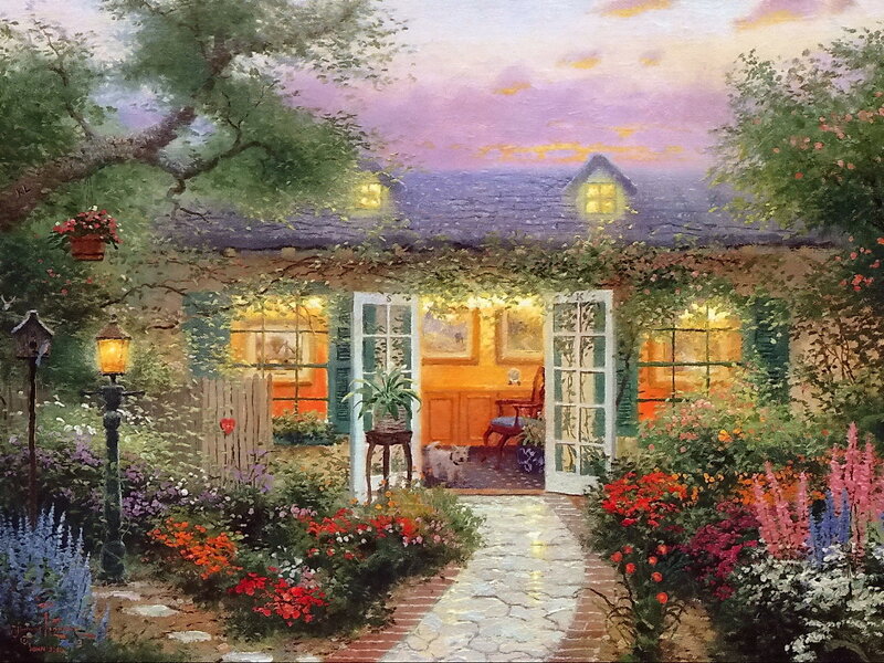Cottage Garden at Dusk — Green, Serene