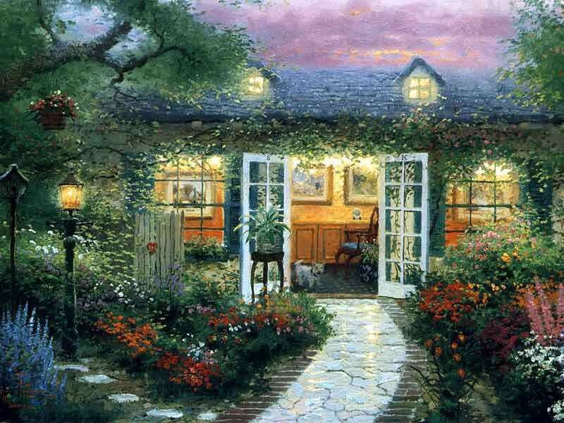 Cottage Garden at Dusk — Green