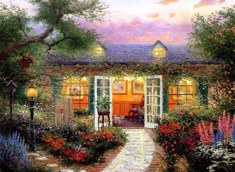 Cottage Garden at Dusk — Purple