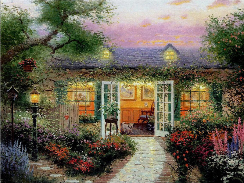 Cottage Garden at Dusk