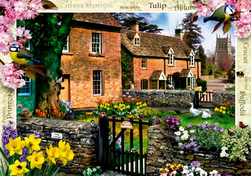 Cottage Garden Scene — Green, Serene, Spring