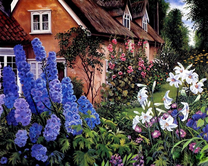 Cottage garden with flowers