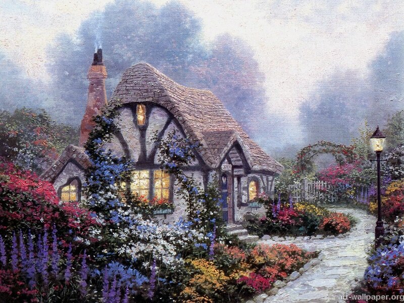 Cottage in a Flower Garden