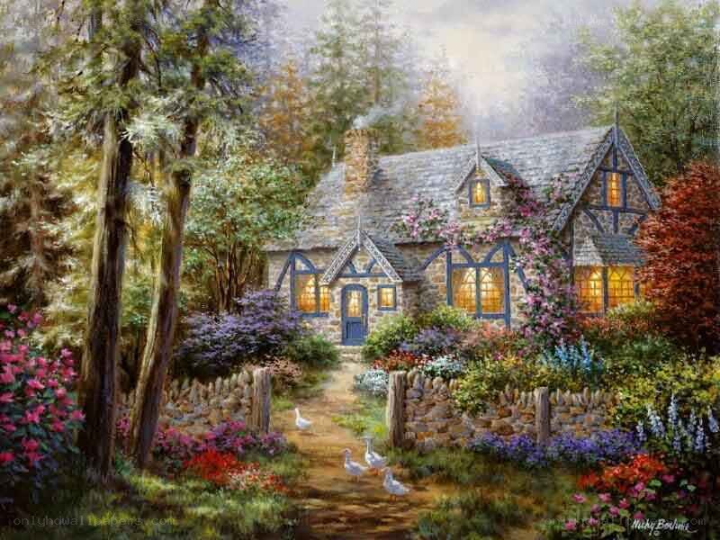Cottage in a forest garden