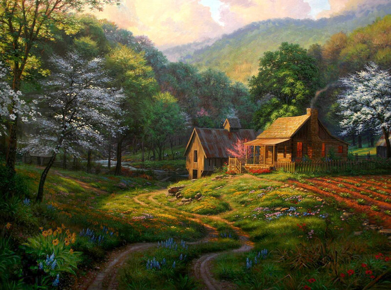 Cottage in a Spring Valley