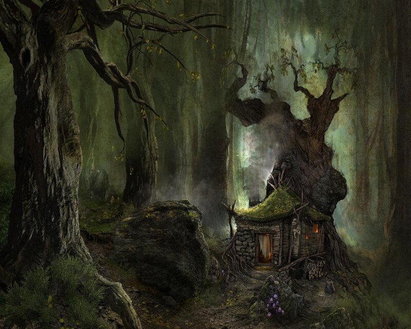 Cottage in Ancient Forest — Green