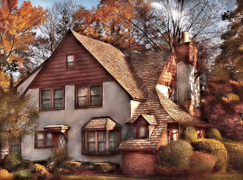 Cottage in Autumn — Brown, Serene
