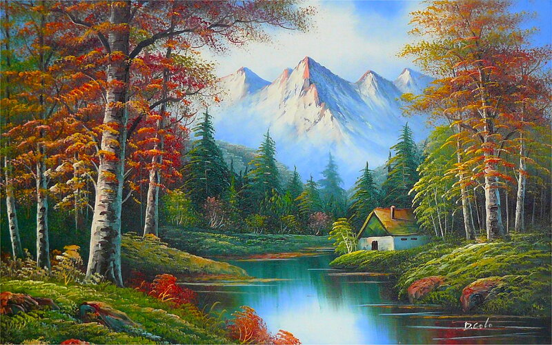 Cottage in Autumn Forest — Green, Serene