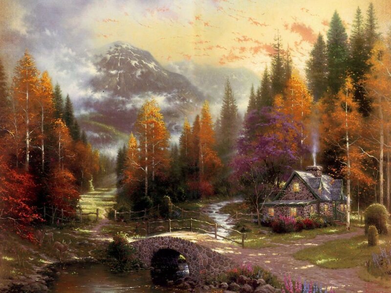 Cottage in Autumn Forest — Orange