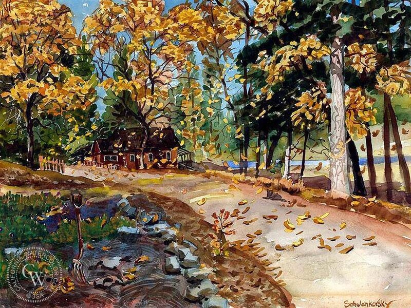 Cottage in Autumn Forest — Yellow, Serene