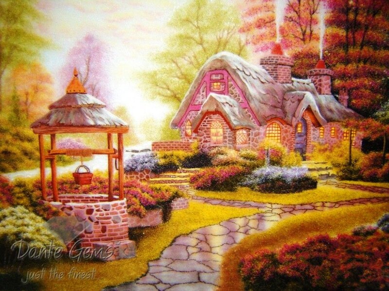 Cottage in Autumn Garden — Yellow, Serene