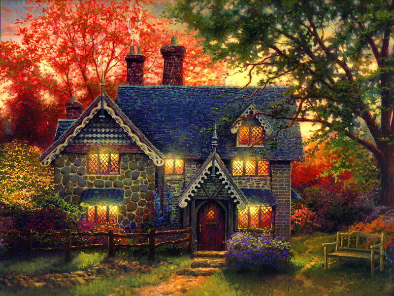 Cottage in Autumn — Red