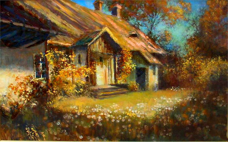 Cottage in Autumn — Yellow