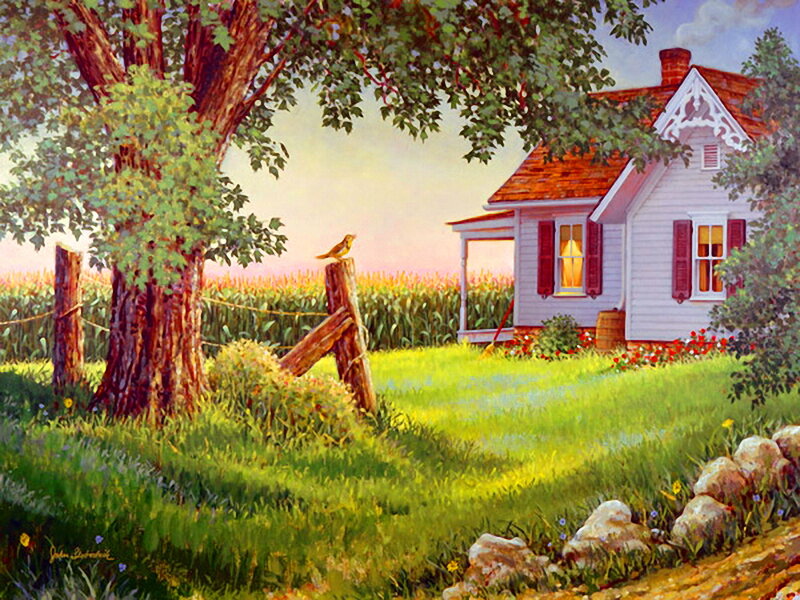 Cottage in Cornfield — Green