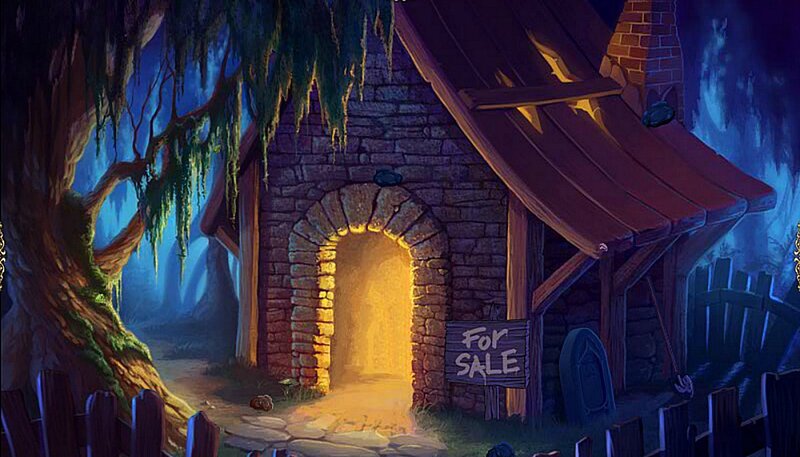 Cottage in Forest — Blue, Mysterious