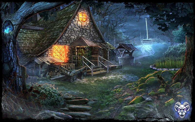 Cottage in Forest — Green, Mysterious, Night