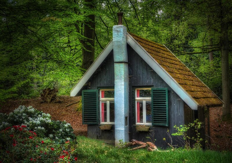 Cottage in Forest — Green, Serene, Spring