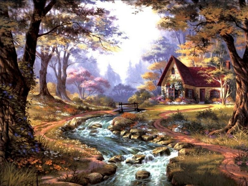 Cottage in Forest — Green