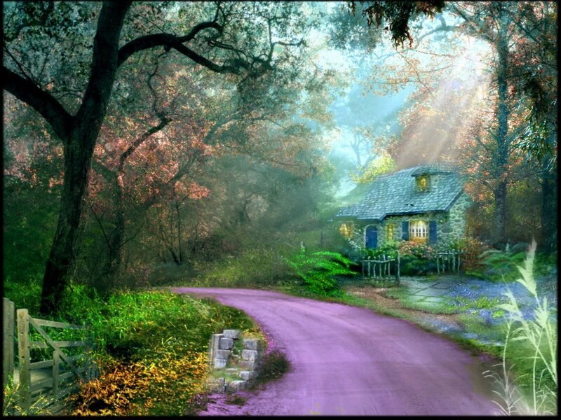Cottage in Forest — Purple