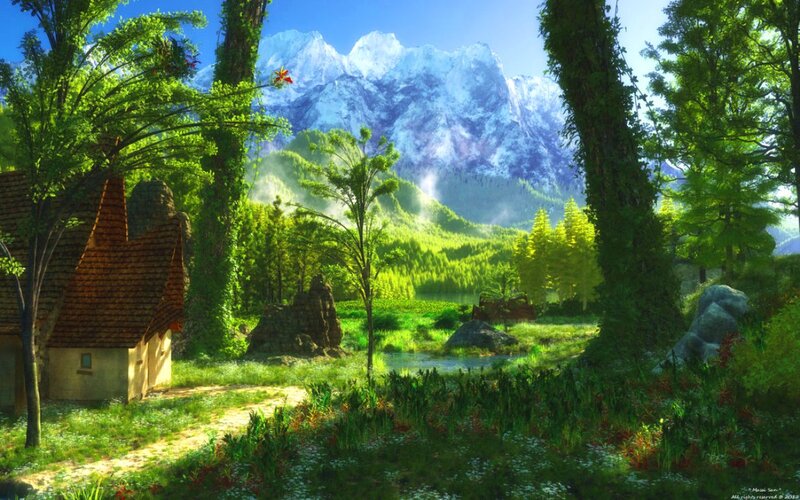 Cottage in Forest Valley — Green