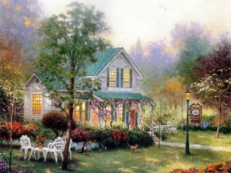 Cottage in Garden — Green, Serene, Afternoon
