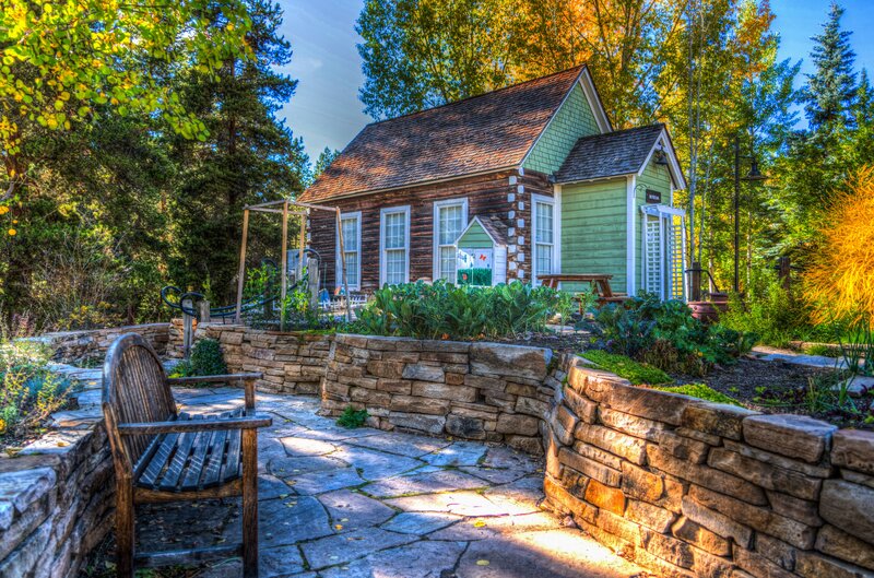 Cottage in Garden — Green, Serene, Autumn, Photograph