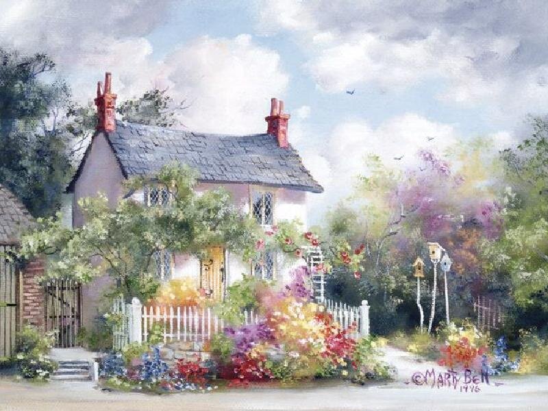 Cottage in Garden — Green