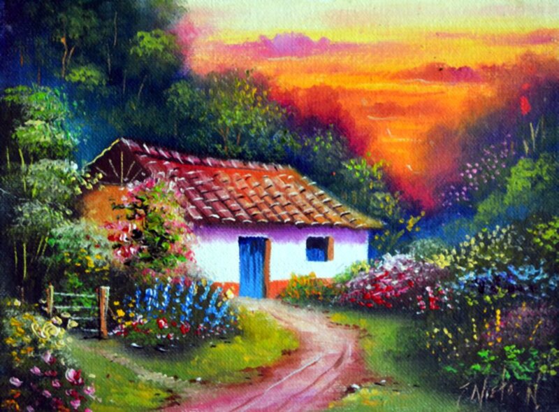 Cottage in Garden — Orange, Serene
