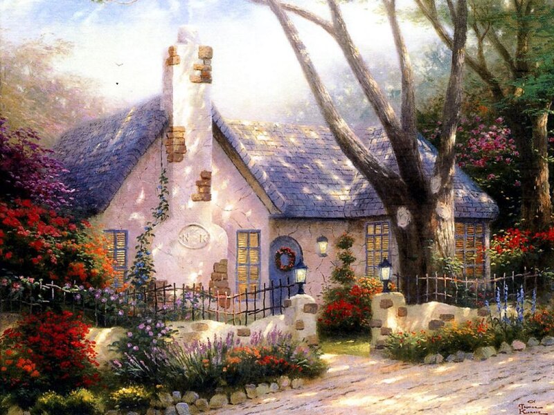 Cottage in Garden — Pink