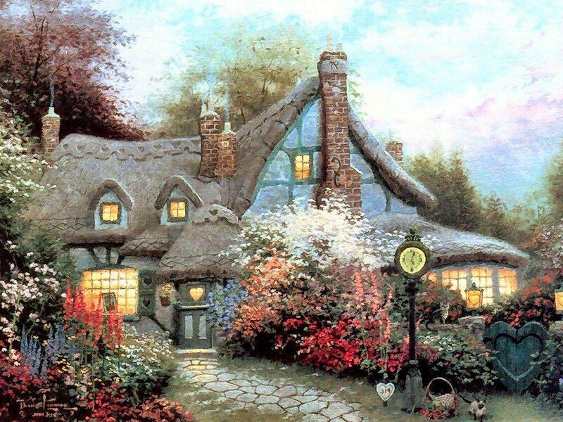Cottage in Garden — White