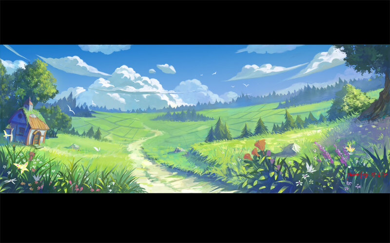 Cottage in Green Field