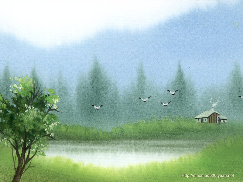 Cottage in Misty Landscape