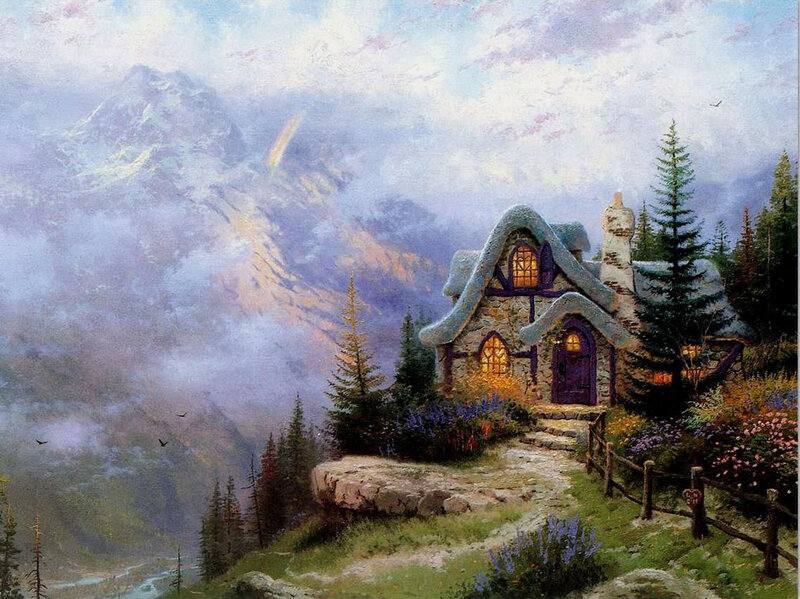Cottage in Mountain Valley — Purple