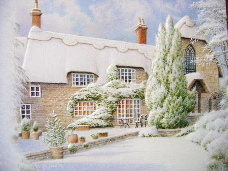 Cottage in Snow — White, Serene
