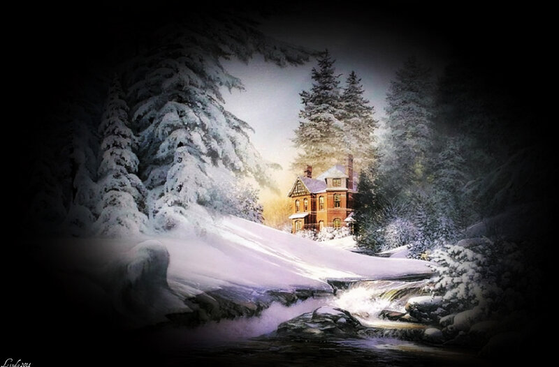 Cottage in Snowy Forest — White, Serene