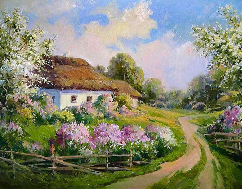Cottage in Spring Garden — Green