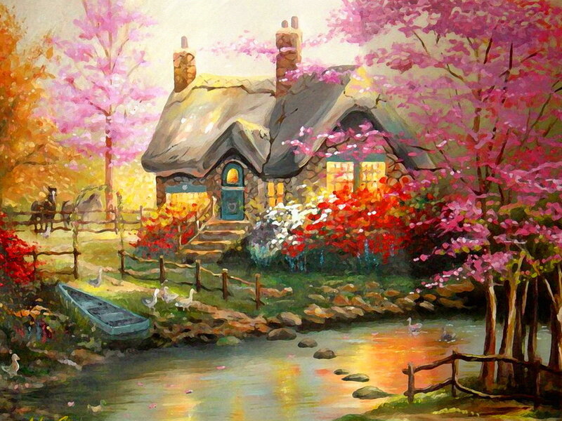 Cottage in Spring — Pink