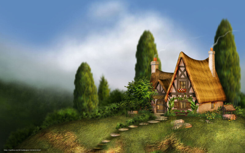 Cottage in the misty hills