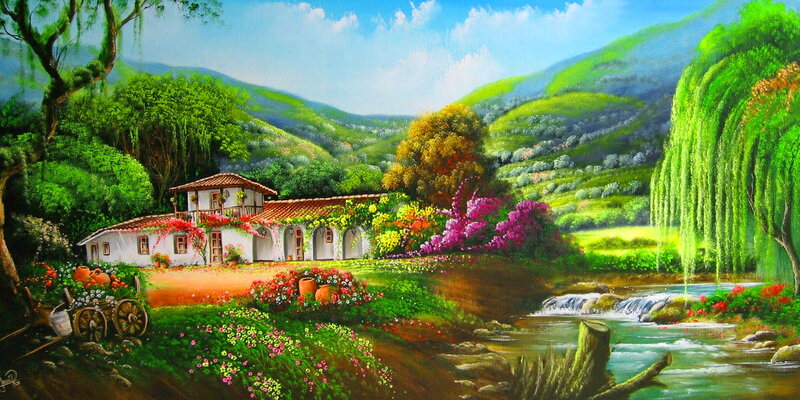 Cottage in Valley — Green, Serene