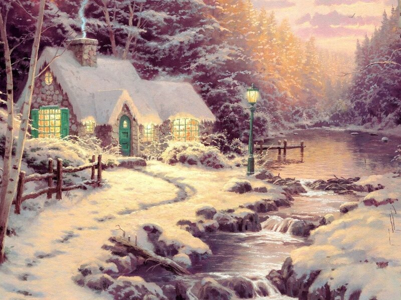 Cottage in Winter — White, Peaceful