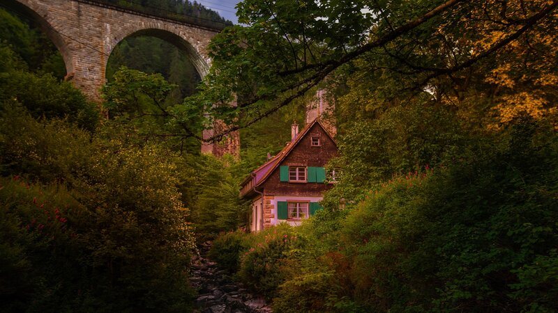 Cottage Near Stone Bridge